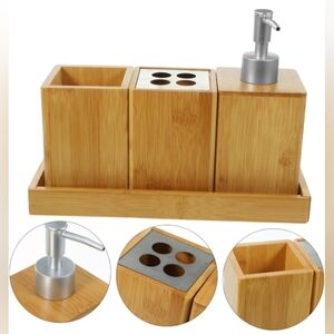 Bamboo Bathroom Vanity Tray Set - Natural Brown New In Box